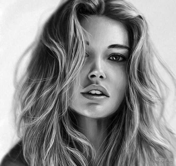  عکس نقاشی چهره به سبک سیاه قلم
