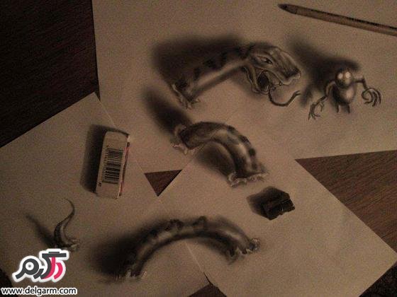  عکس نقاشي هاي سه بعدی 3D روي كاغذ