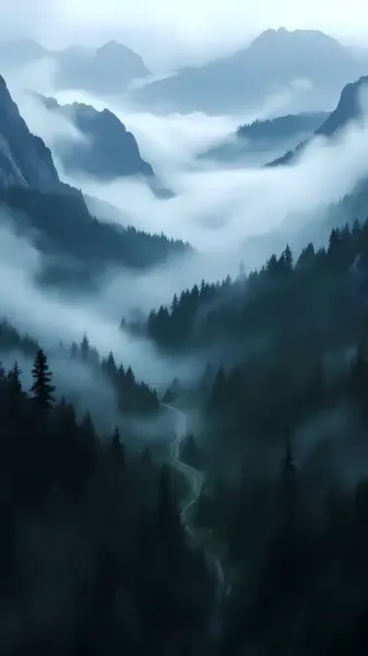  عکس طبیعت جنگل مه‌آلود HD