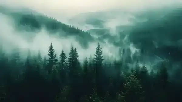  عکس طبیعت جنگل مه‌آلود HD