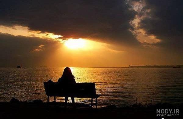  عکس سایه دختر در غروب