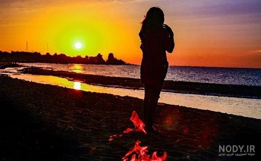  عکس سایه دختر در غروب