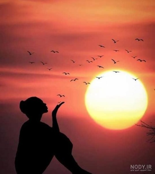  عکس سایه دختر در غروب