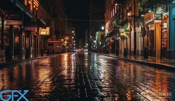  عکس خیابون بارانی شب بدون آدم