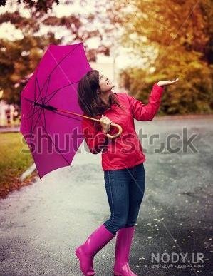  عکس دختر زیر باران شاد