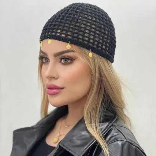 عکس کلاه ساحلی بافتنی