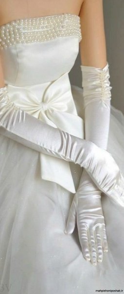 عکس لباس عروس پرنسسی با دستکش