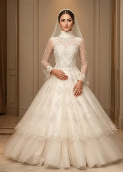 عکس لباس عروس آف شولدر عربی