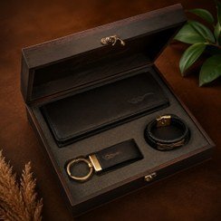  عکس ست کیف و کمربند مردانه چرم اصل