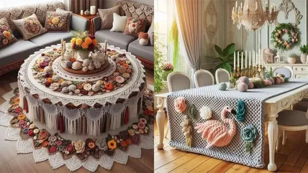  عکس رومیزی بافتنی جدید و ترند
