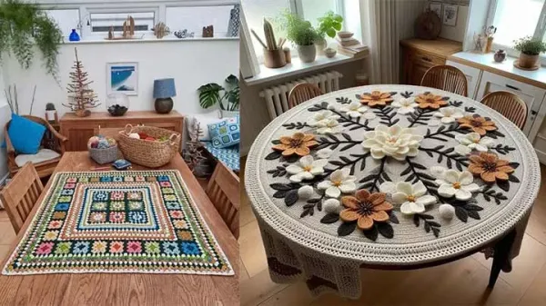  عکس رومیزی بافتنی جدید و ترند