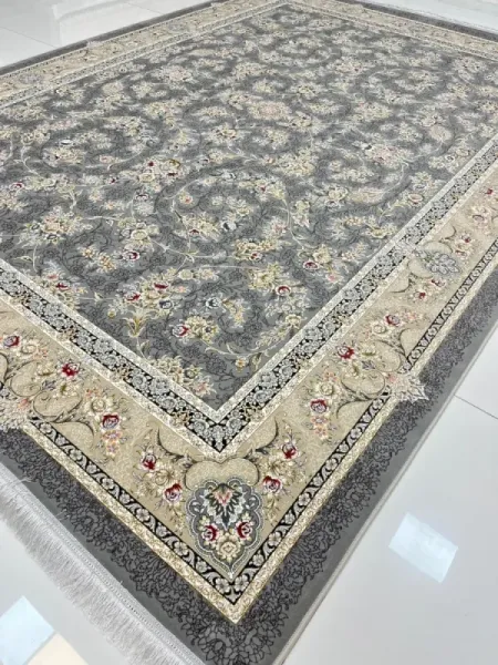  عکس فرش مینیمال کرم طوسی