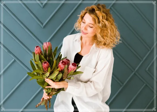  ژست عکس با دسته گل بزرگ