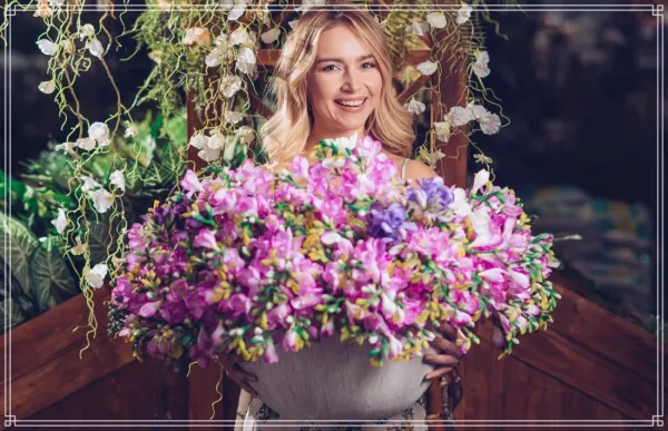  ژست عکاسی با باکس گل