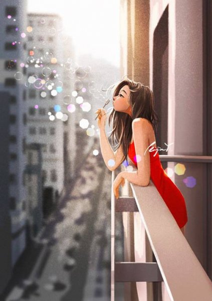  عکس ماه و دختر تنها