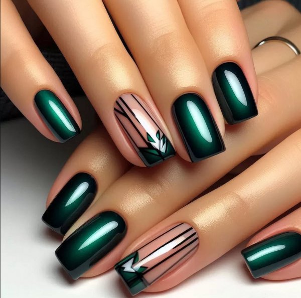  طرح ناخن شیک و باکلاس ۱۴۰۵ سبز