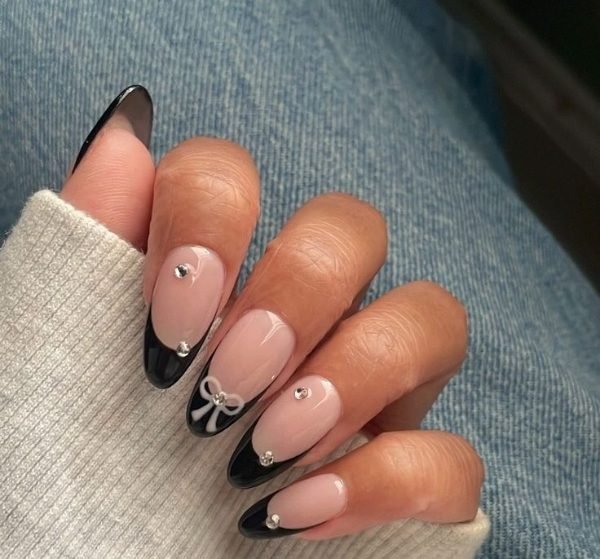  طرح ناخن پاپیونی پینترستی صورتی
