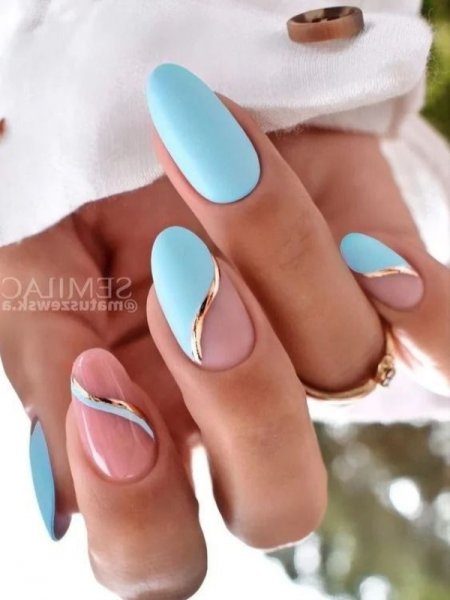  طرح ناخن آبی پاستیلی