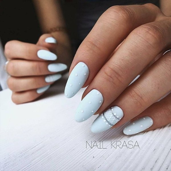 مدل ناخن آبی آسمانی دخترانه