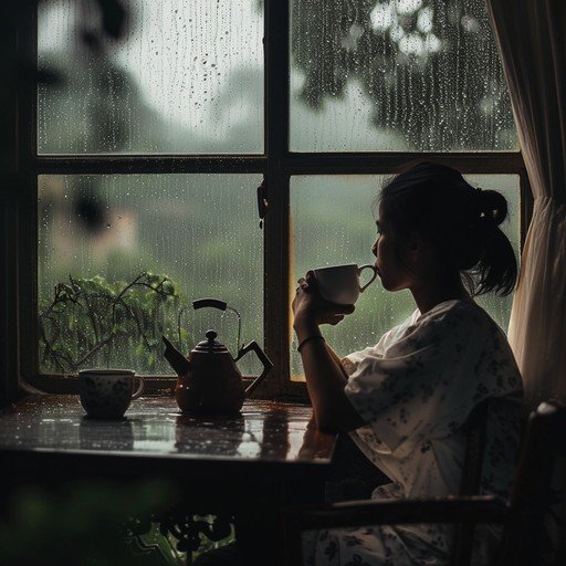  عکس چای کنار پنجره بارانی