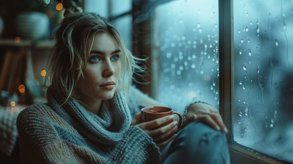  عکس چای کنار پنجره بارانی
