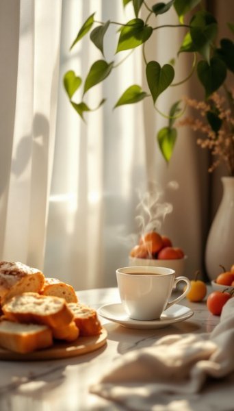 چیدمان میز صبحانه ساده