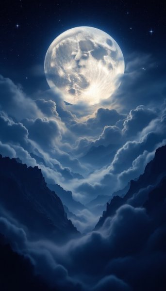  عکس ماه کامل در آسمان آبی