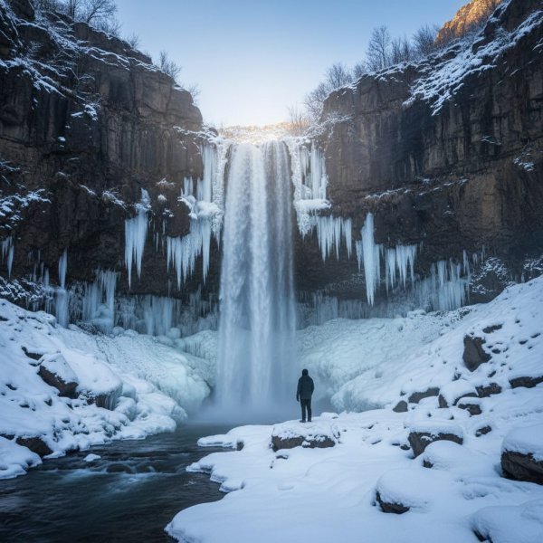  عکس آبشار بیشه در زمستان