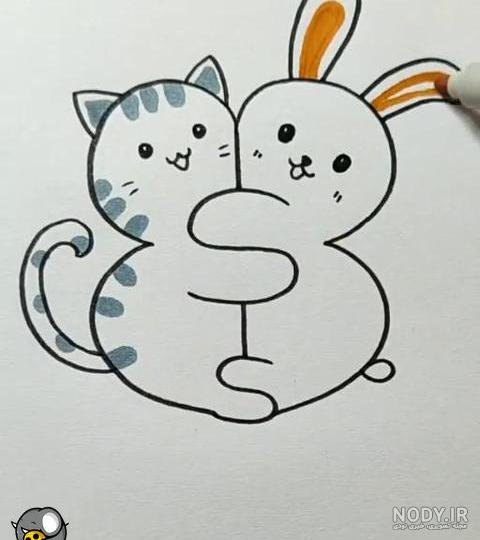نقاشی گربه زیبا و آسان