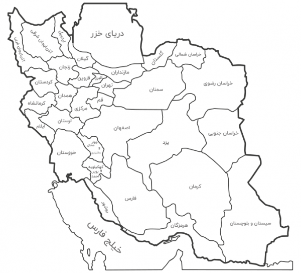عکس نقشه ایران سیاه و سفید