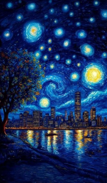  عکس نقاشی شب های پر ستاره