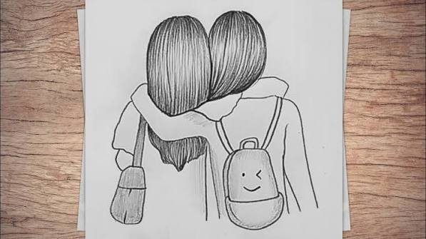  نقاشی دو دوست صمیمی دختر