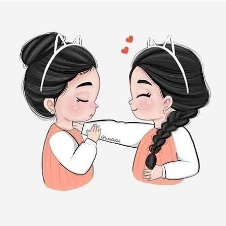  نقاشی دو دوست صمیمی دختر