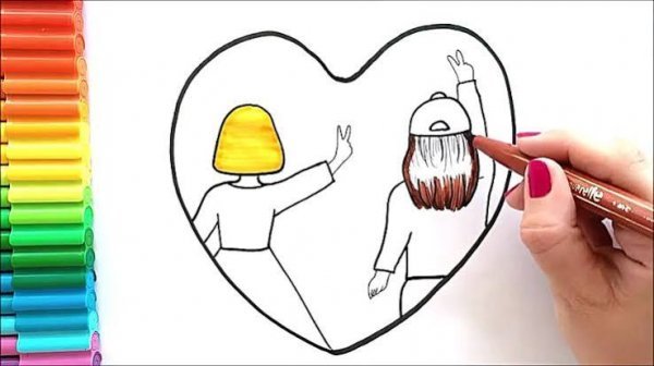  نقاشی دو دوست صمیمی دختر