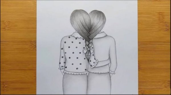  نقاشی دو دوست صمیمی دختر
