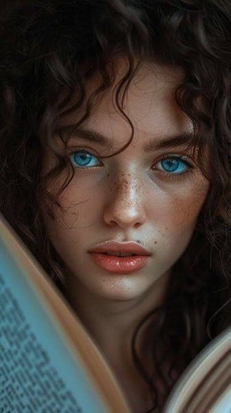  عکس دختر مو فرفری با چشم های رنگی و زیبا