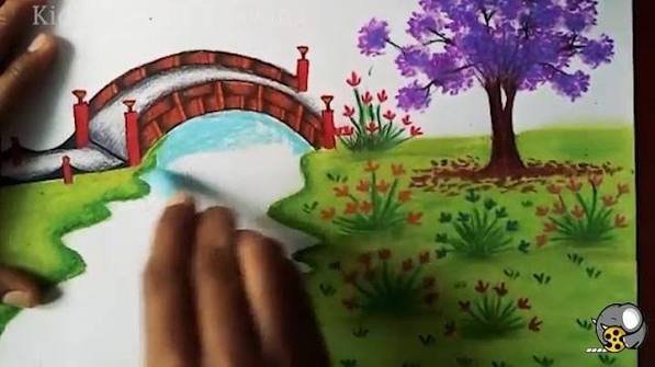  نقاشی رودخانه و جنگل