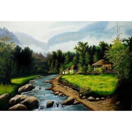  نقاشی رودخانه و جنگل