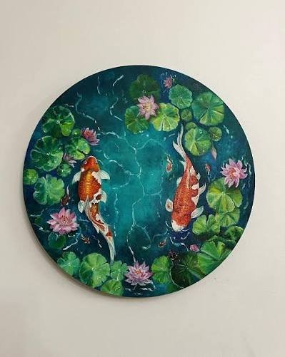  نقاشی رودخانه و ماهی