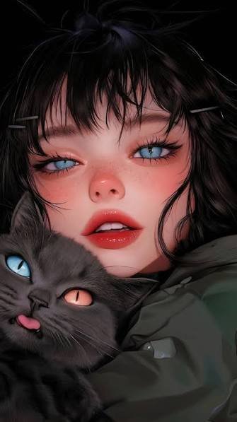  عکس پروفایل دختر و گربه فانتزی
