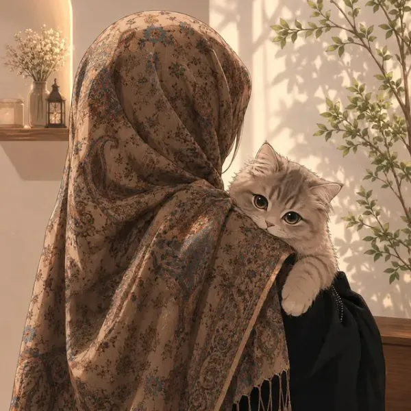  عکس دختر با گربه کیوت