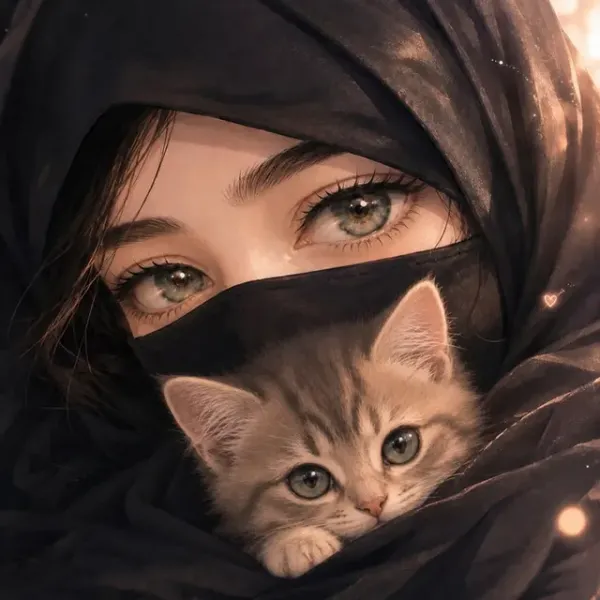  عکس دختر با گربه کیوت