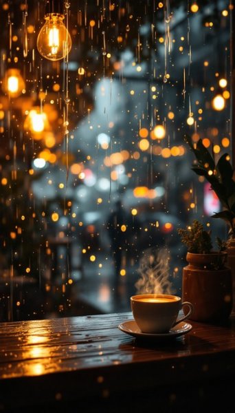  عکس پروفایل کافه لاکچری در شب بارانی