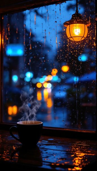  عکس پروفایل کافه لاکچری در شب بارانی
