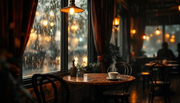  عکس پروفایل کافه لاکچری در شب بارانی