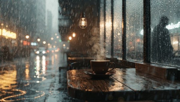  عکس پروفایل کافه لاکچری در شب بارانی