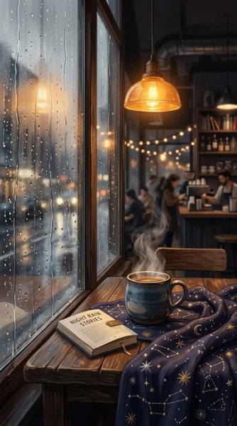  عکس پروفایل کافه لاکچری در شب بارانی