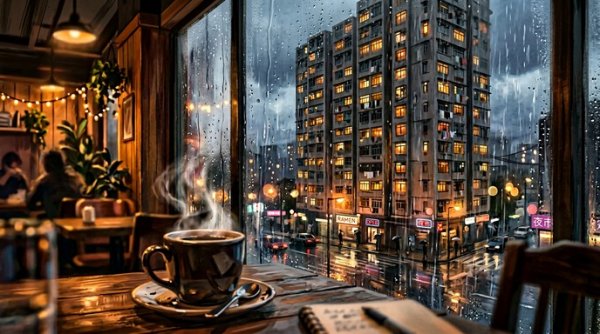  عکس پروفایل کافه لاکچری در شب بارانی