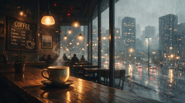  عکس پروفایل کافه لاکچری در شب بارانی