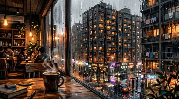  عکس پروفایل کافه لاکچری در شب بارانی